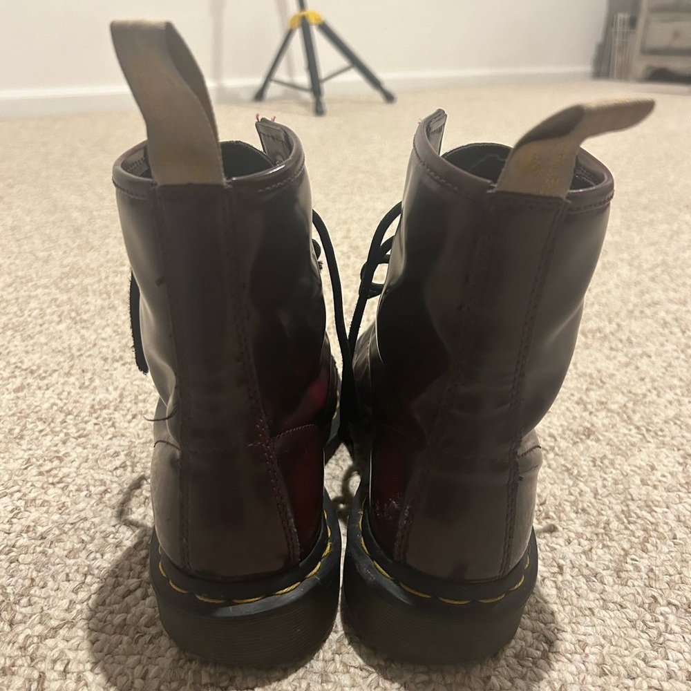 Vegan 1460 Dr. Martens Cherry Red Lace Up Boots - Picture 8 of 14
